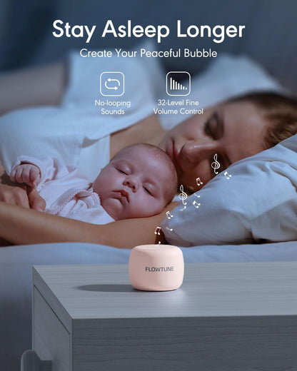 FLOWTUNE Sound Machine White Noise Machine for Baby Adults, 18 Non-looping Sounds, Timer, Memory Function, Portable Sleep Sound Therapy Gift (Mint Green)