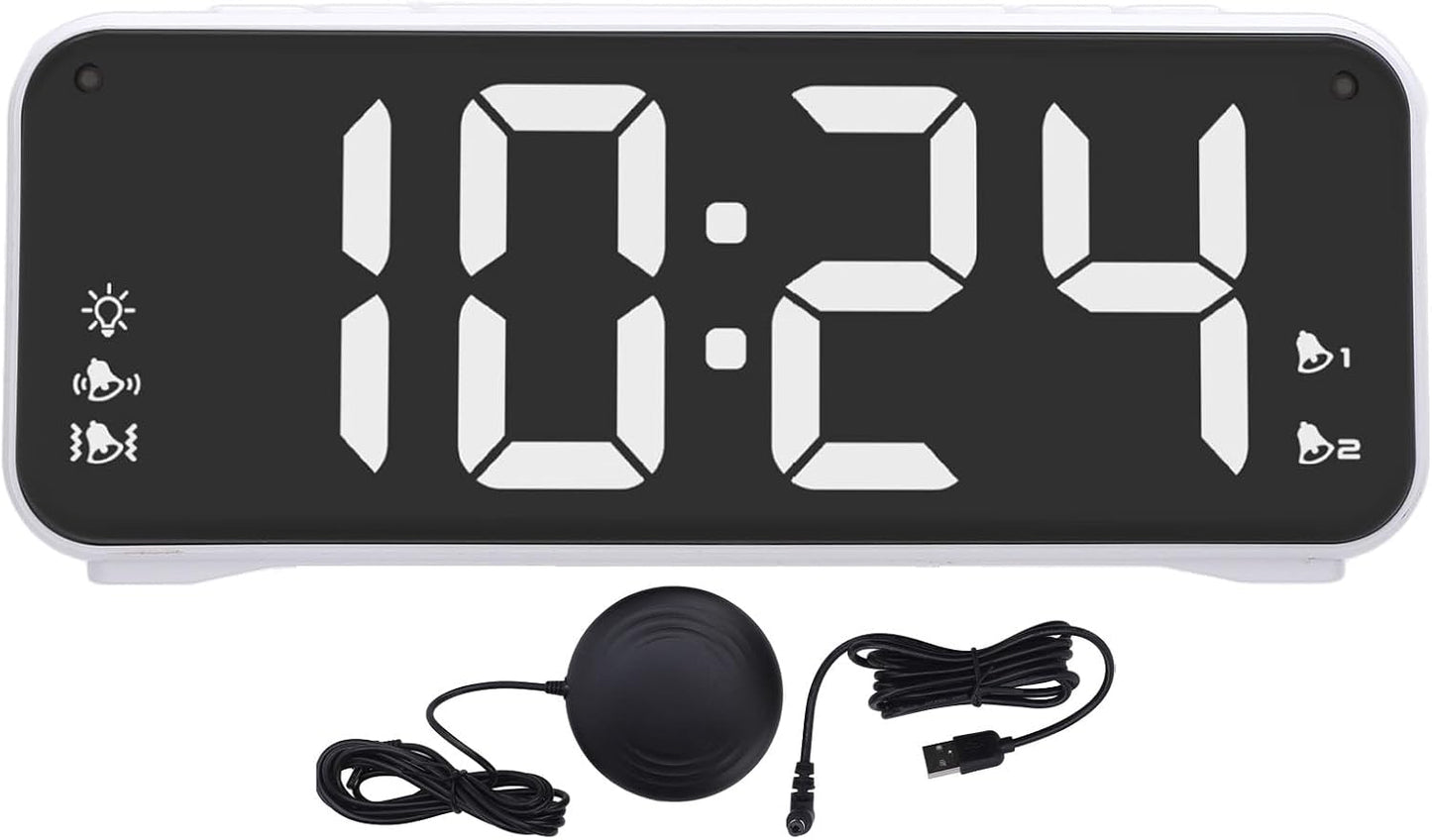 ZJchao Dual Alarm Clock with Bed Shaker LED Display Vibrating Alarm for Heavy Sleepers