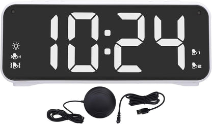 ZJchao Dual Alarm Clock with Bed Shaker LED Display Vibrating Alarm for Heavy Sleepers