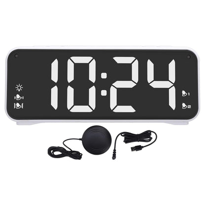 Dioche Extra Loud Dual Alarm Clock with Bed Shaker Powerful Vibrating Alarm Clock for Heavy Sleepers Large LED Display Adjustable Brightness Snooze Function ABS Material