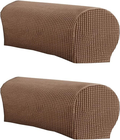 LINGXIYA Stretch Plush Armrest Covers, Spandex Armrest Slipcovers, Set of 2