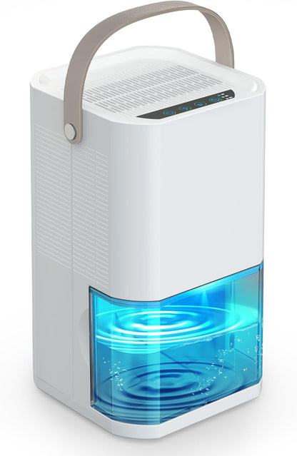 Dehumidifier Dual Core Small Quiet for Bathroom RV Bedroom | Portable, Auto Shut OFF, 57OZ Water Tank. Delay-Off Timer and Ambient Light. Perfect for Small Basement RV Camper Closet