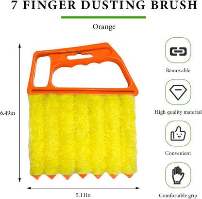 DXNQ 2 PCS Blind Cleaner Duster Tool, Window Venetian Hand-held 7 Finger Dusting Cleaner Brush, Blinds Cleaning Brush Tool for Window Shutters Air Conditioner, Car Accessories (Blue+Green)
