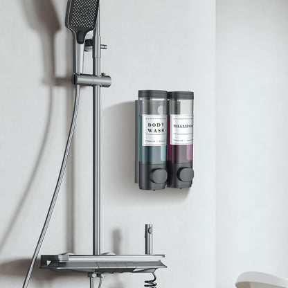 Cabo Deseado Shower Soap Dispenser Wall Mounted No Drill Shampoo Dispenser for Shower Wall Shampoo and Conditioner Dispenser Bathroom Hotel 3 * 350ml Gungray with Labels