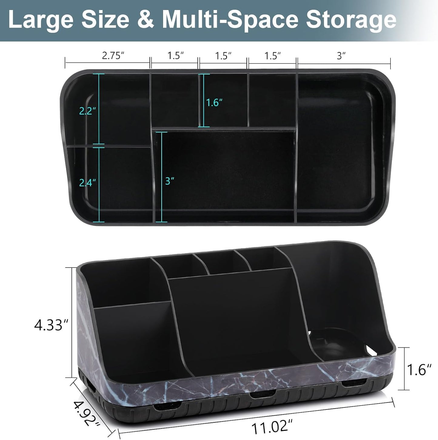 GFWARE Black Toothbrush Holder - 7 Slots Bathroom Organizer Countertop with Drainage Matte Black Electric Toothbrush and Toothpaste Holder for Bathroom Accessories Organization Vanity Sink Storage | Detachable 7 Slots Matte Black Kid Electric Toothbrush