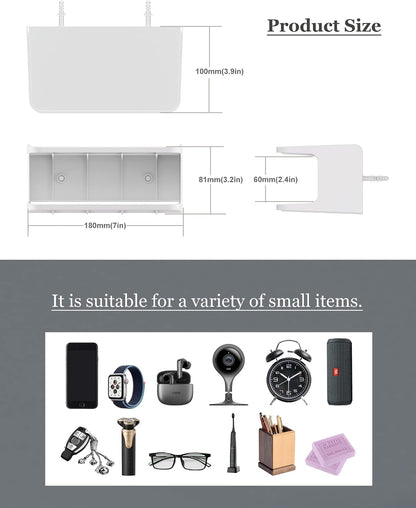 Bedside Wall Shelf Organizer, Small Bedside Shelf, (Black) | Wall Mount for Bed, Stick on Wall Shelf, Double Tray Holder for Storing Cellphone, Glasses, Keys, Camera , Alarm Clock