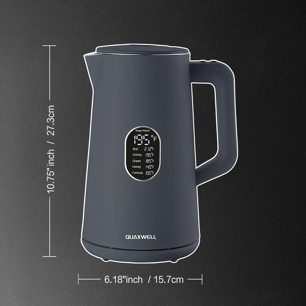 1.5L Electric Kettle Temperature Control, Black | Double Wall Cool Touch Teapot, Fast Boil, 5 Temperature Control, LED Display, Auto Shut-Off & Keep Warm