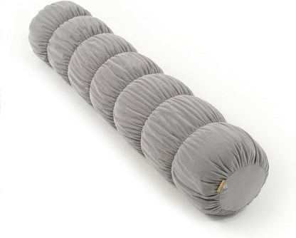 Pat. Pend. Long Bolster Pillow for Bed, Small Body Pillow for Adults, Soft Velvet Washable Cover, Cylinder Pillow for Side Sleepers and Leg Support(Misty White, 39"x 7.87")