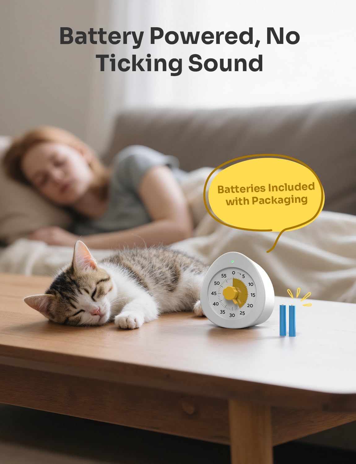 LIORQUE Visual Timer for Kids with Pause, 60 Minute Countdown Timer, White | Non-Ticking, 3 Volume Levels, Back Magnetic, Two Ringing Durations, Light Indicator, for Classroom Kitchen Office ADHD