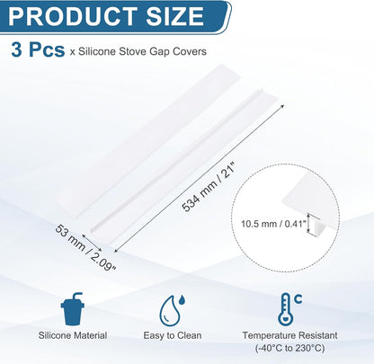 PATIKIL 25 Inch Silicone Stove Gap Covers, 3 Pcs Heat Resistant Kitchen Stove Gap Fillers for Ovens Stovetop Counter Washer Dryer, Gray