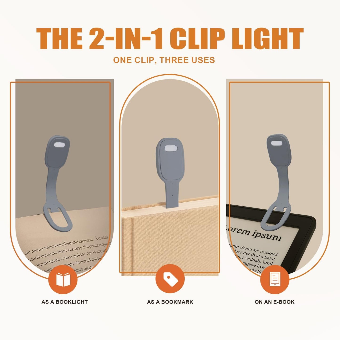 Rechargeable Kids Book Light, Cute Bookmark Reading Light for Kids, Dimmable Portable LED Book Light for Reading in Bed, Eye-Caring Bedtime Reading Lamp for Children & Travel, Brown
