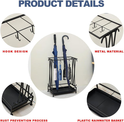 Umbrella Holder, Umbrella Stand Indoor Entryway, Umbrella Holder Outdoor, Umbrella Rack, Metal, Black