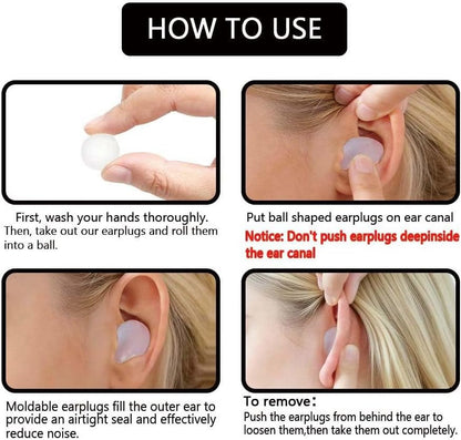 LYSIAN Moldable Silicone Ear Plugs for Sleep and Swim, 5 Pairs, Blue