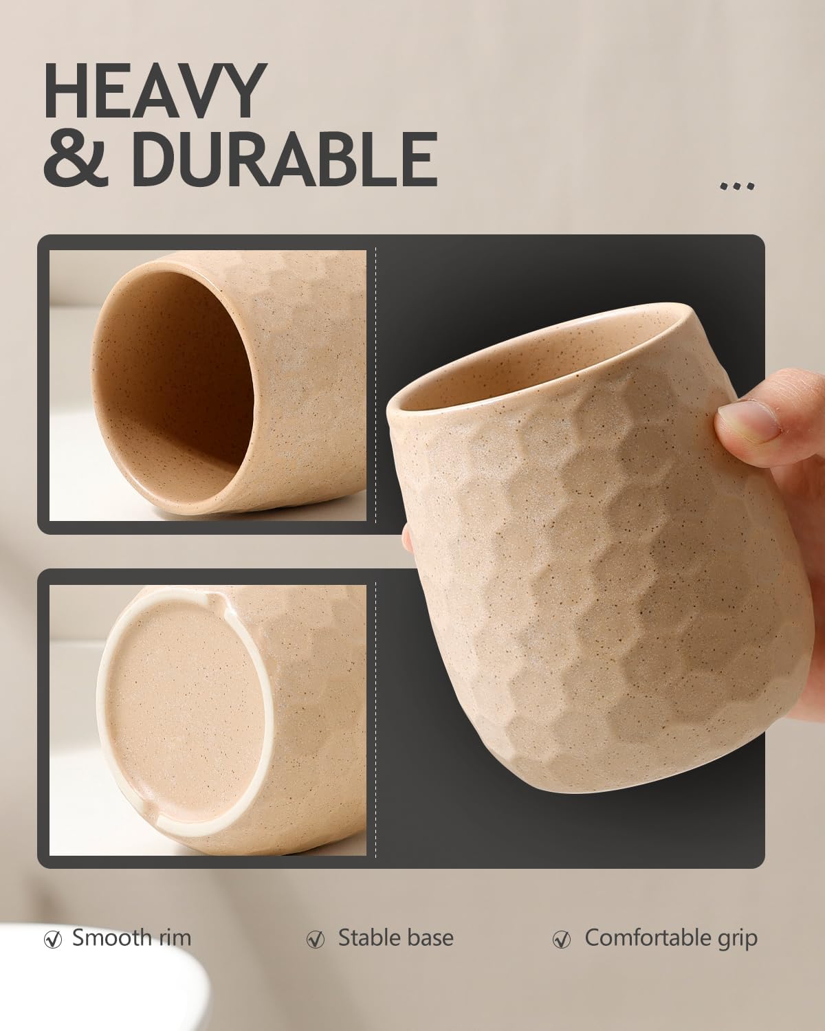 Toothbrush Holder, Tooth Brush Holder for Bathroom - Ceramic Toothbrush Cup White Toothbrush Holders Countertop, Makeup Brush Holder Pen Holder, 3.62" x 3.62" x 3.93", ANTIS'S HOME
