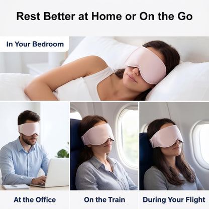FACEMOON 3D Blackout Weighted Eye Mask for Sleep, Airplane Travel Essential | Long flights, road trips, gentle weighted comfort, deep cups, lash-friendly, adjustable strap, daytime naps for men & women