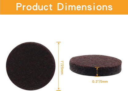 48 Pcs 1-1/2"/38mm Felt Furniture Pads Brown Round | Self Adhesive, 5mm Thick, Anti Scratch Floor Protectors, For Furniture Feet Chair Legs