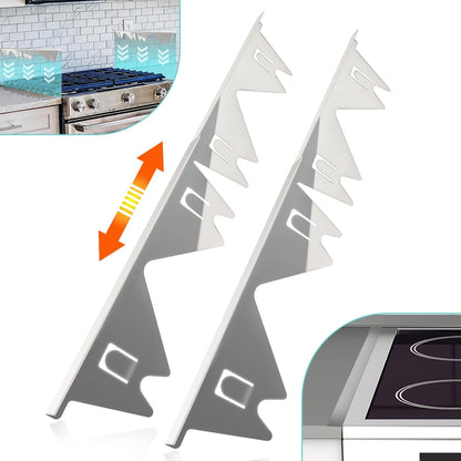 Stove Gap Covers Stainless Steel, 2 Pack Stove Gap Filler Easy Retractable Length 13.8" to 27.5", Width 0.79" Stove Gap Guards Range Trim Kit, Heat Resistant Guard Between Stove Top & Counter