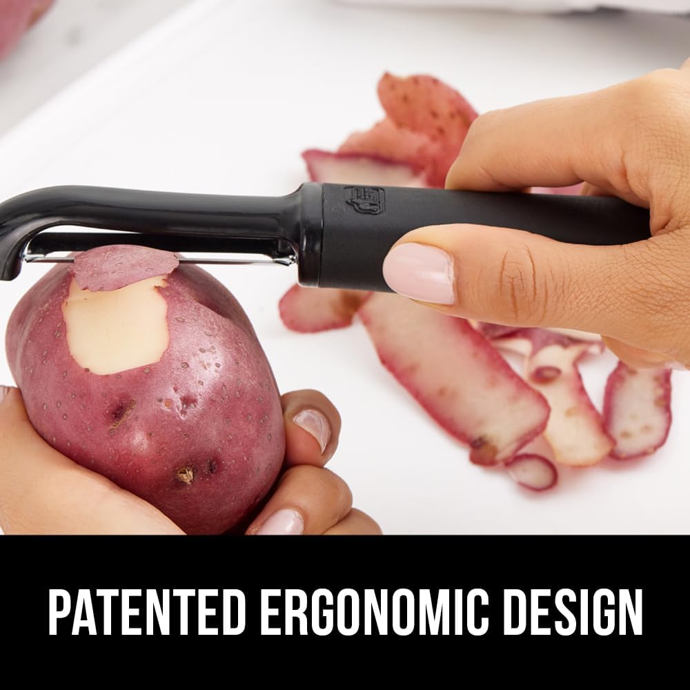 GORILLA GRIP® Patented BPA-Free Vegetable Peeler, Extra Sharp Swivel Stainless Steel Blades with Guard, Comfortable Soft Handle, Easily Peel Carrots or Fruit, Potato Eye Remover, Dishwasher Safe, Mint