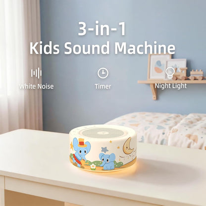 Kipcush White Noise Machine for Baby & Adults, 30 Soothing Sounds, Sleep Sound Machine with 8 Color Night Light, Memory Function, White Noise for Sleeping, Nursery, Office, Travel & Relaxation
