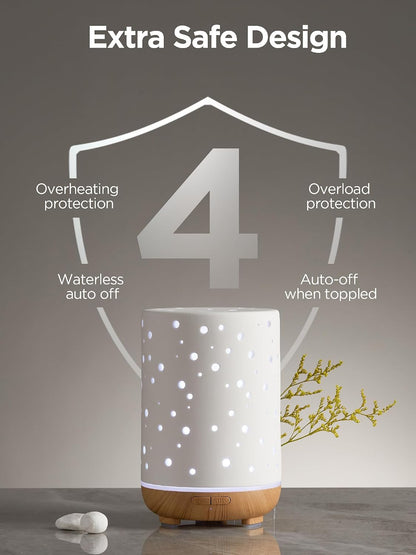 InnoGear 150ml Ceramic Essential Oil Diffuser, Diffusers for Home, White