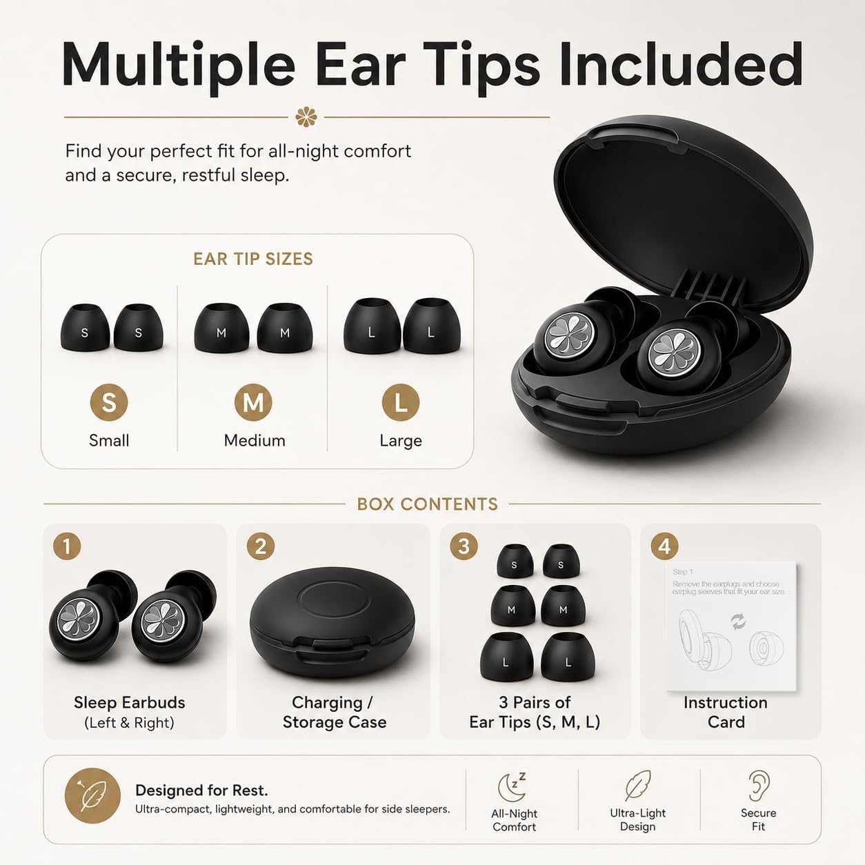 HEKKE 45dB Ear Plugs for Sleeping, Soft Silicone for Side Sleepers, 4 Sizes | Reusable soft silicone with XS/S/M/L sizes for side sleepers, concerts, flights and hotels; carrying case included.
