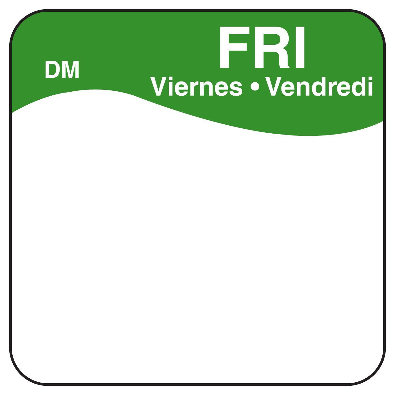 DayMark Day of The Week 1" x 1" Dissolvable Label, FRI (Roll of 500)