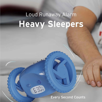 CLOCKY Alarm Clock on Wheels – Loud Rolling Alarm Clock for Heavy Sleepers | Runaway Clock that Jumps & Runs to Wake You Up | Funny Unique Gift for Adults, Teens & Kids Bedrooms (Black)