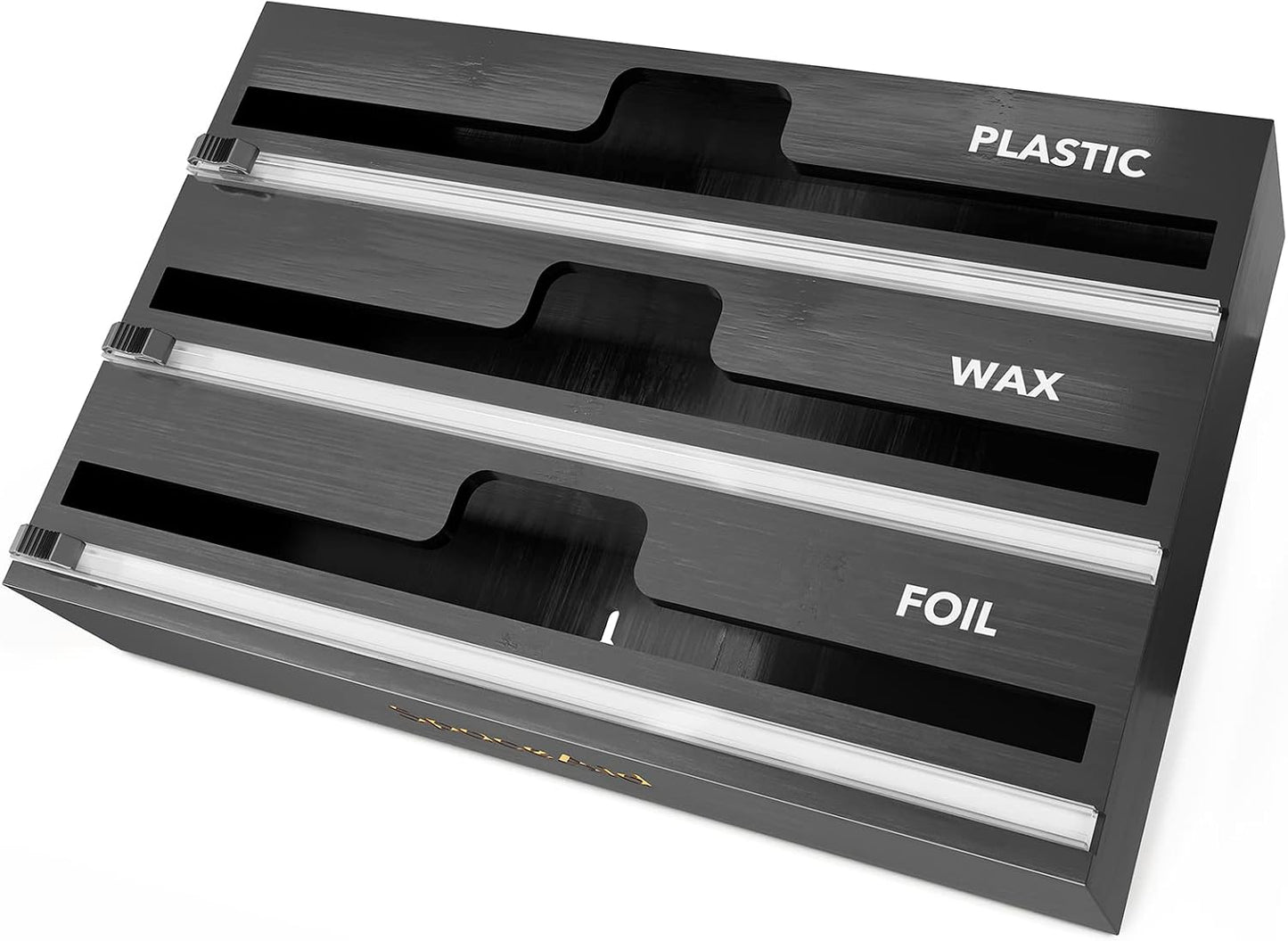 SpaceAid WrapNeat 2 in 1 Wrap Organizer with Cutter and Labels, Plastic Wrap, Aluminum Foil and Wax Bamboo Dispenser for Kitchen Storage Organization Holder for 12" Roll (Natural, 2-Slot)