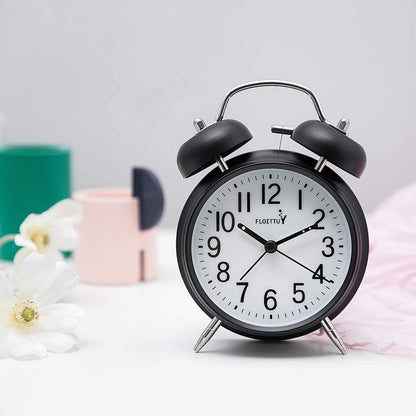 FLOITTUY Loud Alarm for Deep Sleepers 4'' Twin Bell Alarm Clock with Backlight for Bedroom and Home Decoration(Green)
