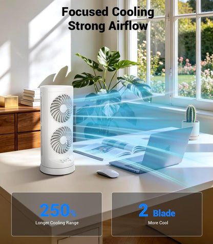 Tower Fan for Bedroom,24 ft/s Portable Desk Table Fan with Remote
