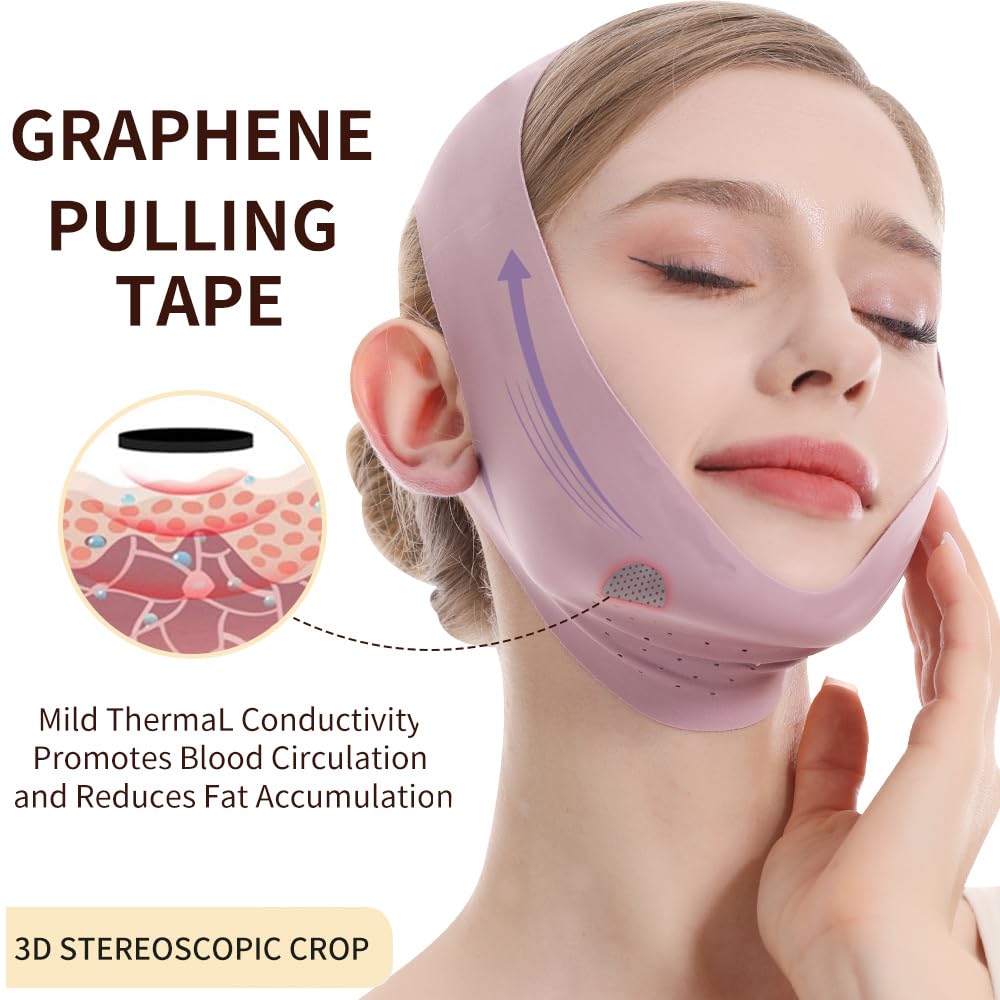 V-Line Lifting Mask, Chin Strap for Sleeping, Jawline Wrap, Medium, Pink
