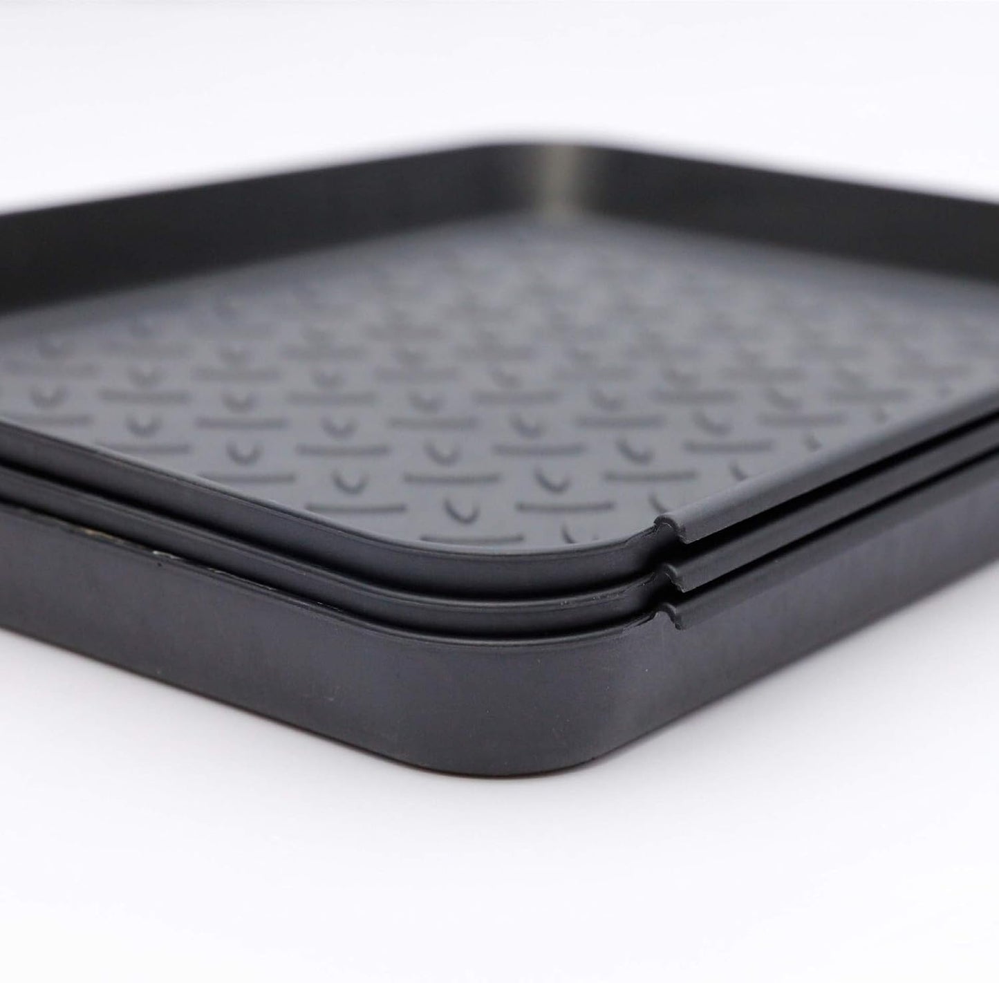 Boot Mat Tray for Floor Protection,3 Pack Black Shoe Tray,Boot Drying Mat w/Lip, Dirt Rug, Dog Water & Litter Box ray,Garden Garage-Indoor Outdoor (Black)