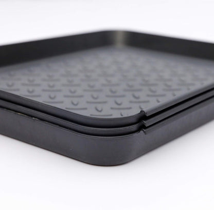 Boot Mat Tray for Floor Protection,3 Pack Black Shoe Tray,Boot Drying Mat w/Lip, Dirt Rug, Dog Water & Litter Box ray,Garden Garage-Indoor Outdoor (Black)