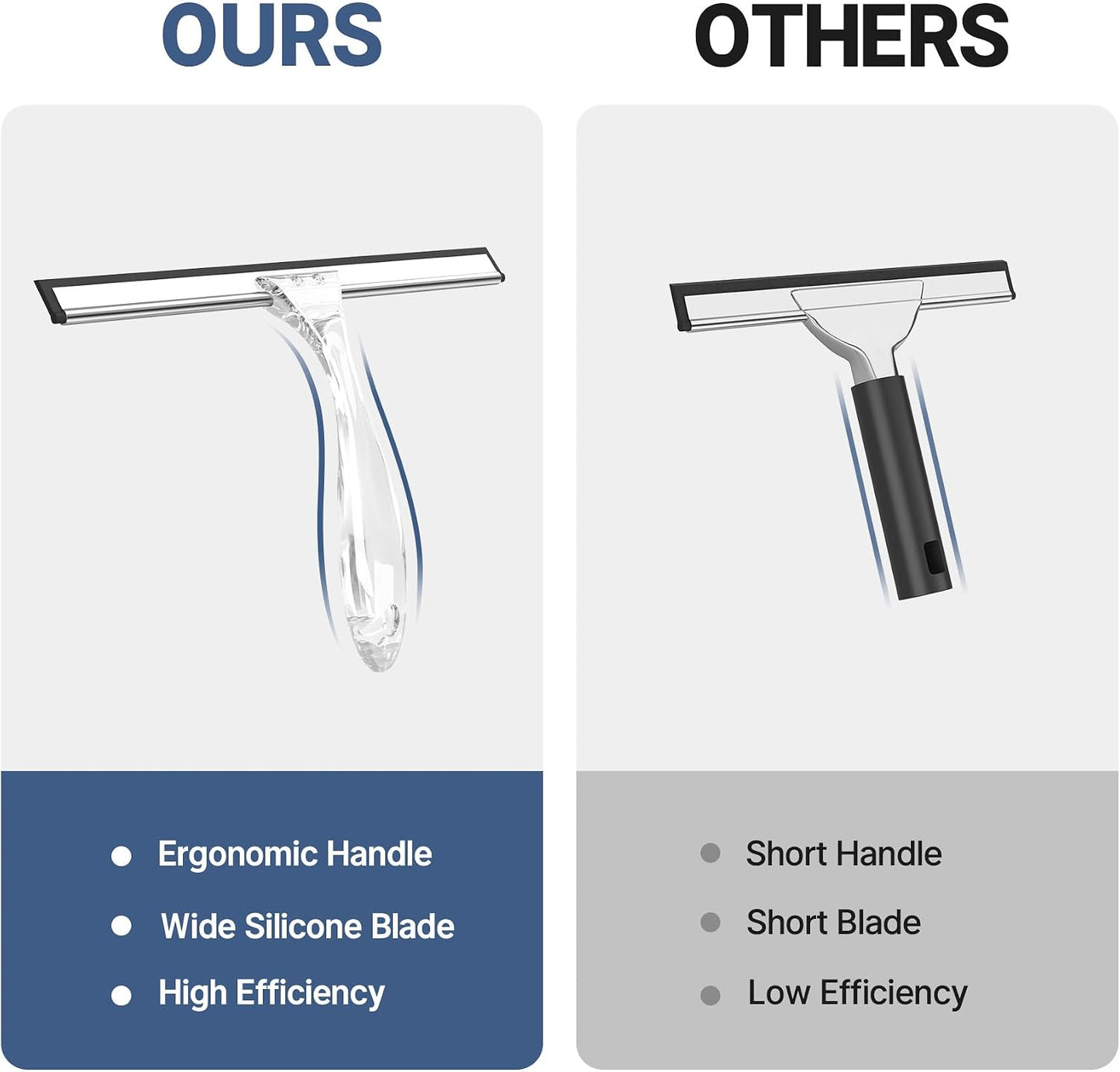 AmazerBath Squeegee for Shower Glass Door, All-Purpose Squeegee with Hook for Shower Doors, Windows, Mirrors, Tiles and Car Glass, 10 Inches