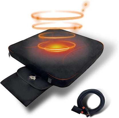 Heated Seat Cushion Foldable Memory Foam Heated Seat Pad with 3 Level Heating for Camping Fishing Office Chair Stadium Seats (Power Supply Not Included)
