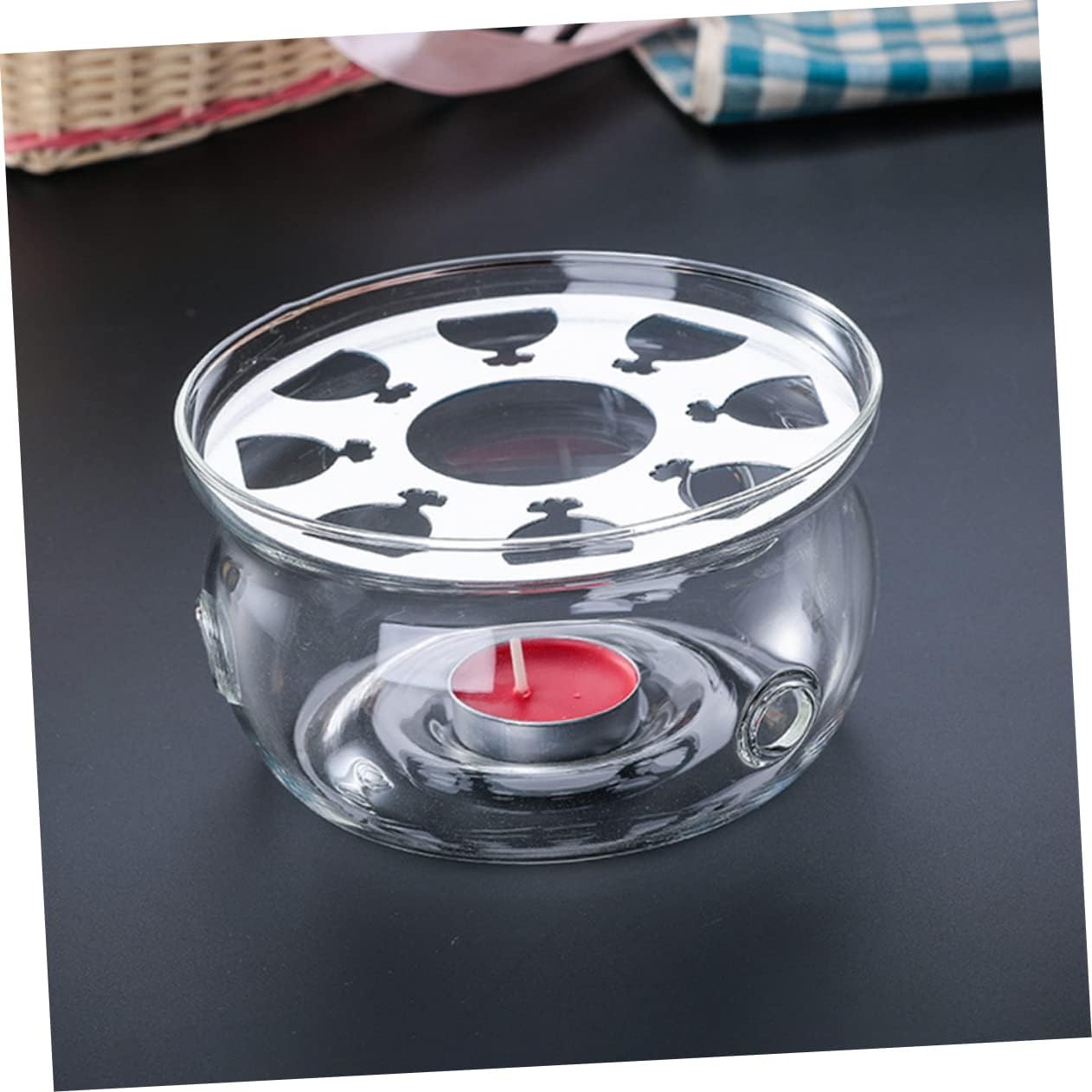 KICHOUSE Glass Teapot Warmer Base High Borosilicate Glass Desktop Tea Warmer for Home and Office Lightweight and Sturdy for Tea Lovers