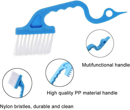 2pcs Hand-held Groove Gap Cleaning Tools Door Window Track Kitchen Cleaning Brushes (Sky Blue)
