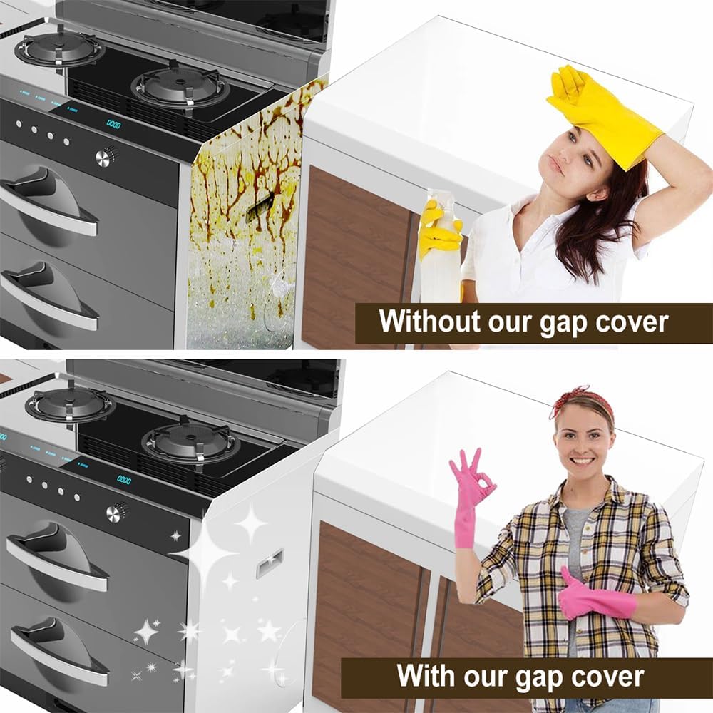 Silicone Stove Counter Gap Cover 30 Inch Side Range Gap Filler 2 Pack Black | Extra long kitchen stove gap covers, 0.2-1 inch gap, heavy 10 oz, cut to size, oven crack guards between stove and counter