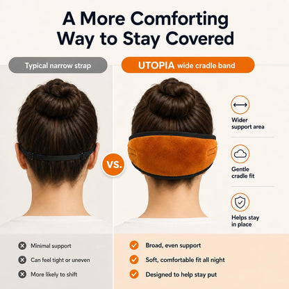 Dream Essentials Utopia Blackout Sleep Mask with Wide Cradle Band, Adjustable Plush Eye Mask for Side Sleepers, Flexible Nose Bridge, Handmade in USA, Travel & Naps