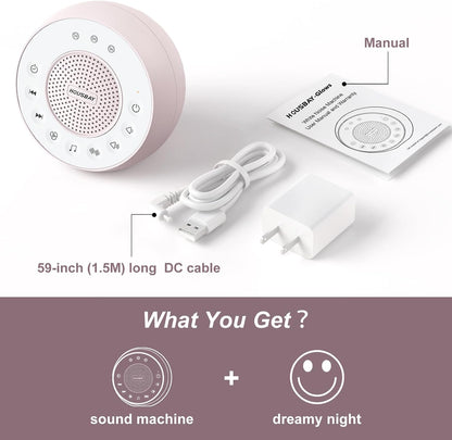Housbay White Noise Machine with 31 Soothing Sounds, 5W Loud Stereo Sound, Auto-Off Timer, Adjustable Volume, Sleep Sound Machine for Baby, Kid, Adult -Wood Grain