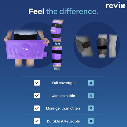 REVIX XL Knee Ice Wrap Around Entire Knee, Gel Ice Pack for Muscle Ache, Cold Pack to Reduce Discomfort and Promote Flexibility, Soft Plush Linings, Purple