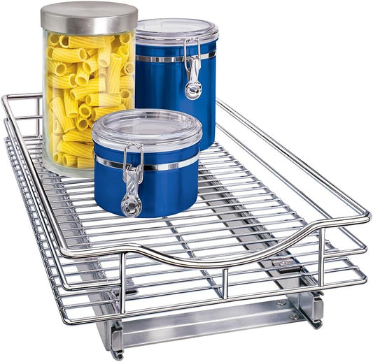 LYNK PROFESSIONAL® Pull Out Cabinet Organizer, Kitchen Slide Out Drawer | 14W x 21D chrome rollout shelf creates easy-access storage for cookware, pantry items and kitchen essentials inside cabinets