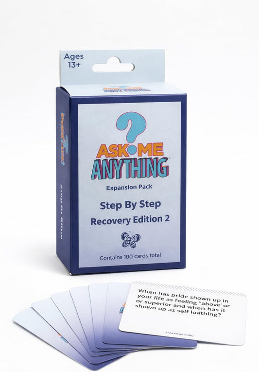 ASKMEANYTHING Recovery Pack Card Game - 100 Cards for Self-Improvement, Coping Skills, and Group Therapy