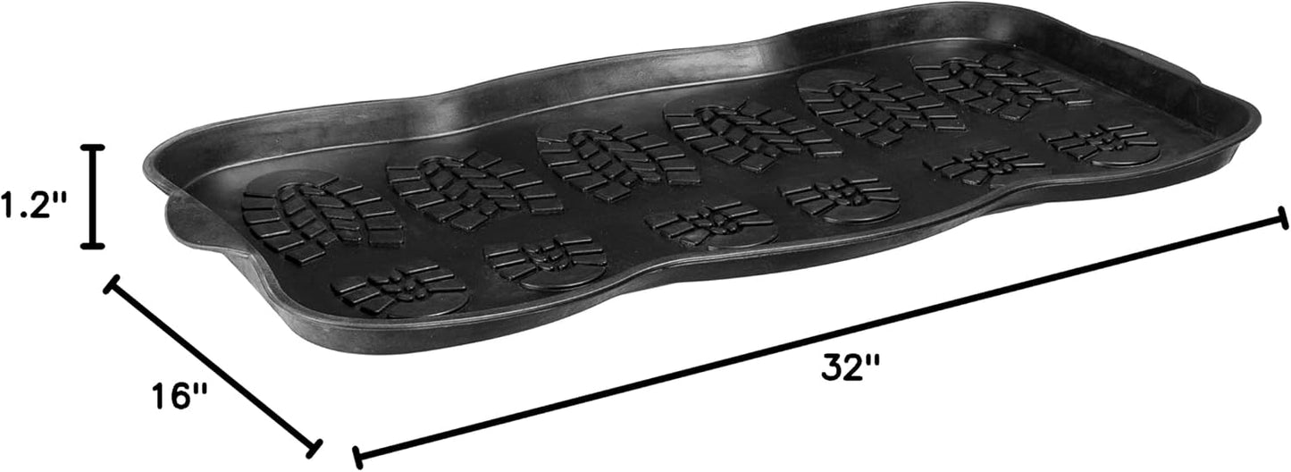 Ottomanson Waterproof Boot Tray Rubber Shoe Mat with Raised Edges, Heavy Duty Non Slip All Weather Entryway Mat for Shoes and Pets, Indoor Outdoor Use, 18" x 28"