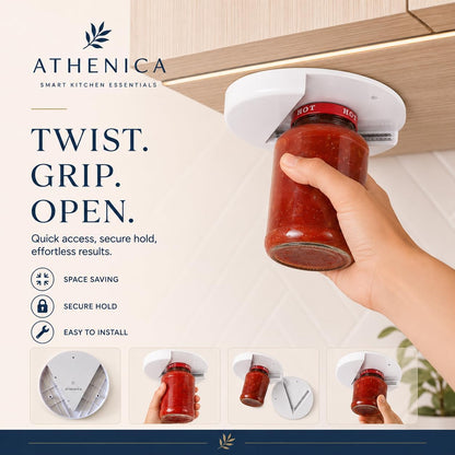 Under Cabinet Jar Opener for Weak Hands, Wall Mounted Lid Opener for Kitchen