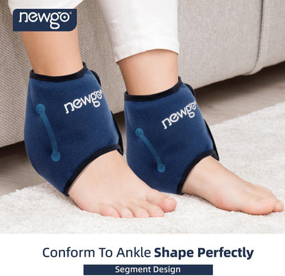 NEWGO Ankle Ice Pack Wrap for Swelling, Plantar Fasciitis, Foot Pain Relief, Reusable Gel Cold Compression Ankle Brace for Injuries, Achilles Tendonitis