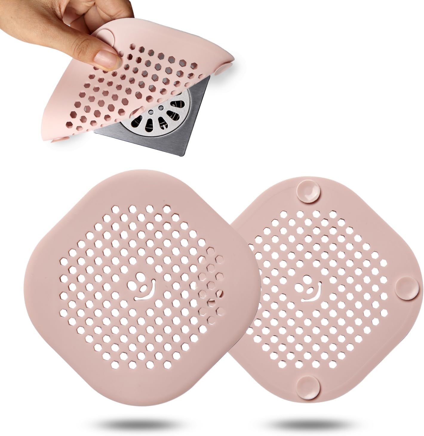 2 Pack Drain Hair Catcher Silicone Bathroom Accessories Shower Drain Protector Sink Drain Strainer Hair Stopper for Shower Kitchen Bathroom Tub Grey