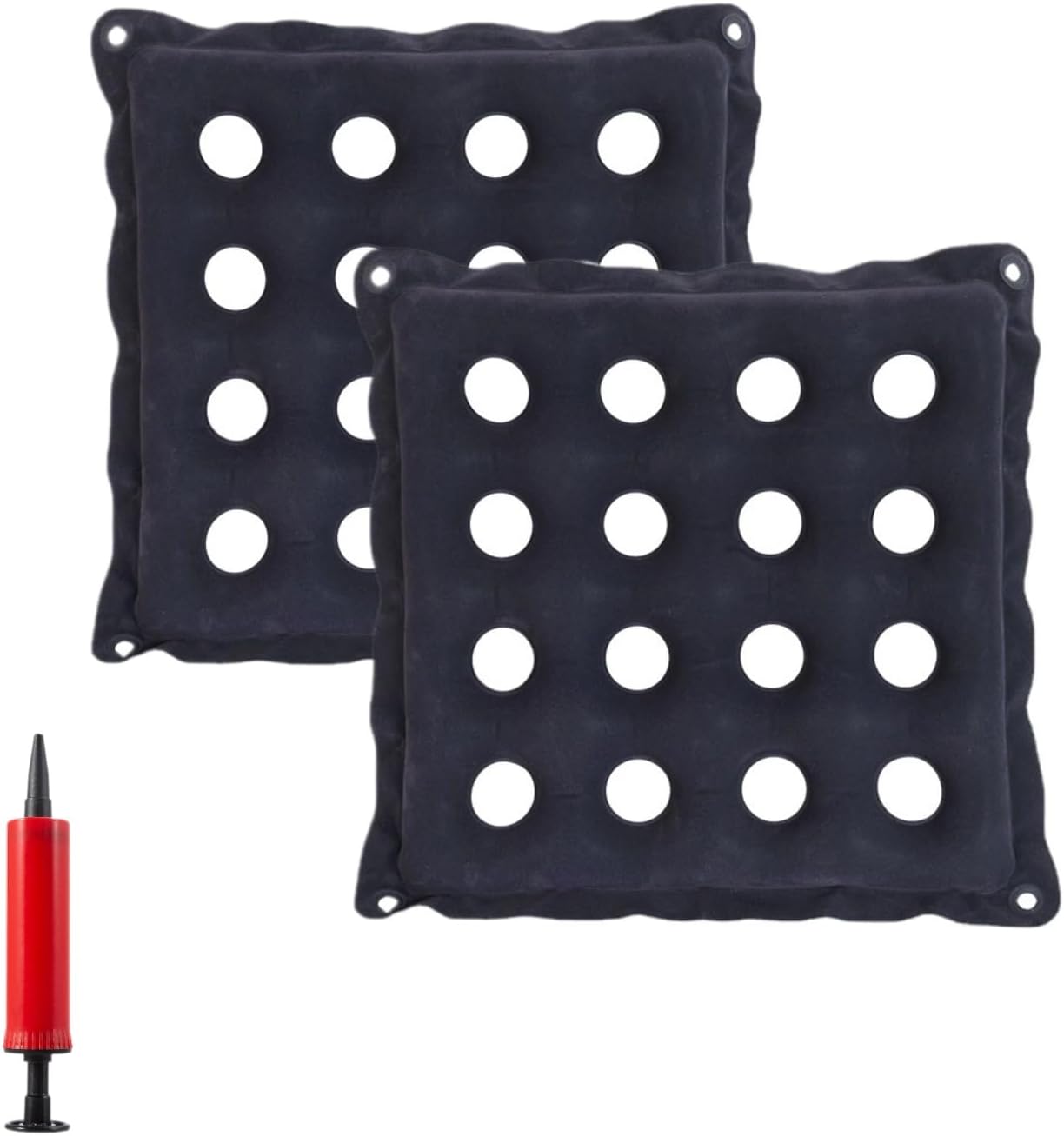 2-Pack Inflatable Waffle Cushion for Pressure Relief, Wheelchair Cushion for Pressure Redistribution, Portable Air Seat Cushions for Office Chair Car Seat, Breathable Seat Pad, Includes 1 Air Pumps