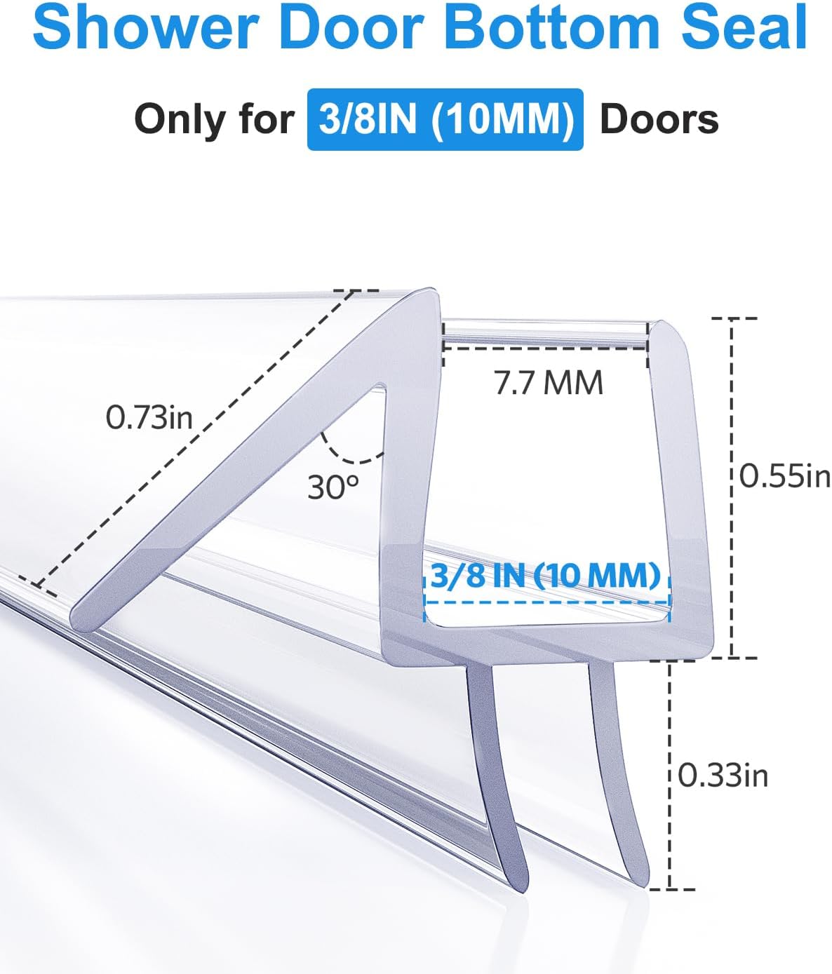 Delamu 3-Pack Shower Door Bottom Seal, 3/8''× 39'' Shower Door Sweep Strip | Shower Seal Strip for 3/8'' (10mm) Doors, Frameless Glass Shower Door Seal Strip Stop Shower Leaks and Create a Water Barrier