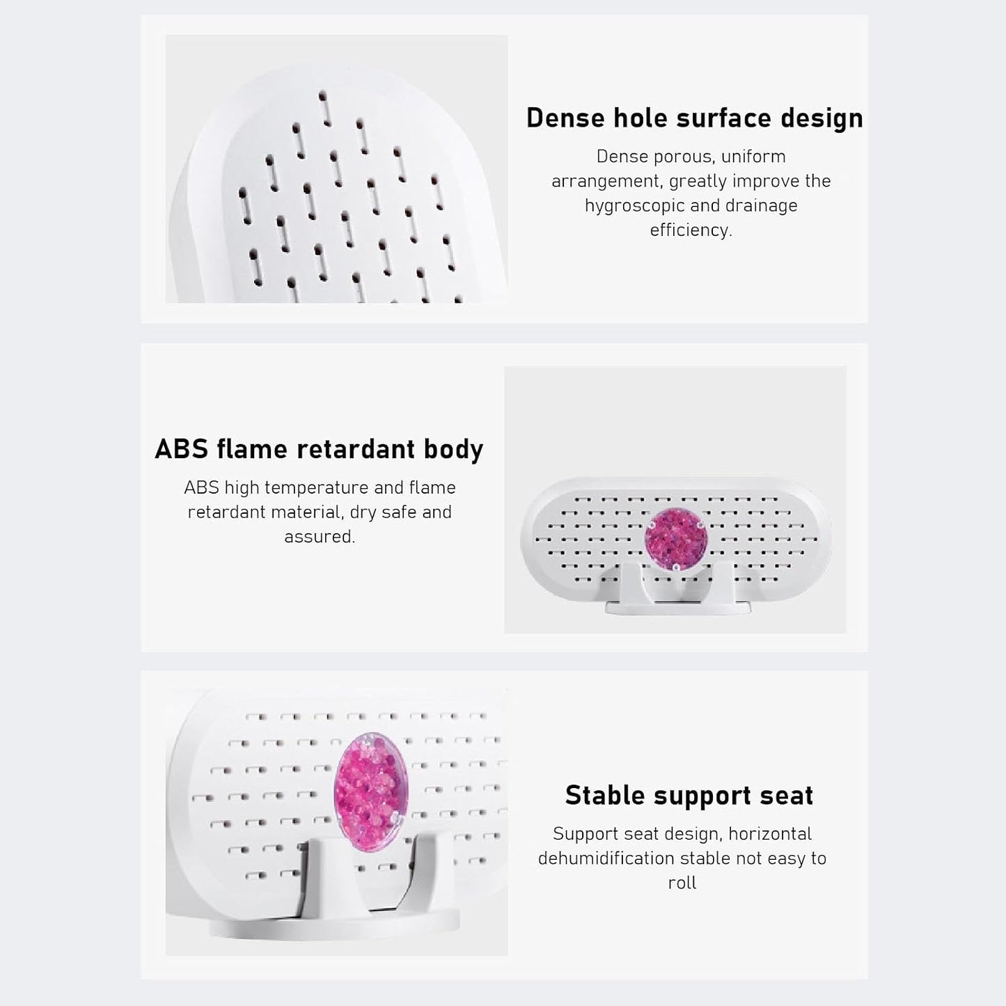 Mini Closet Dehumidifier, Rechargeable ABS 5W 6V White Effective Portable Electric Dehumidifiers Reusable Desiccant for Closet Shoe Cabinet